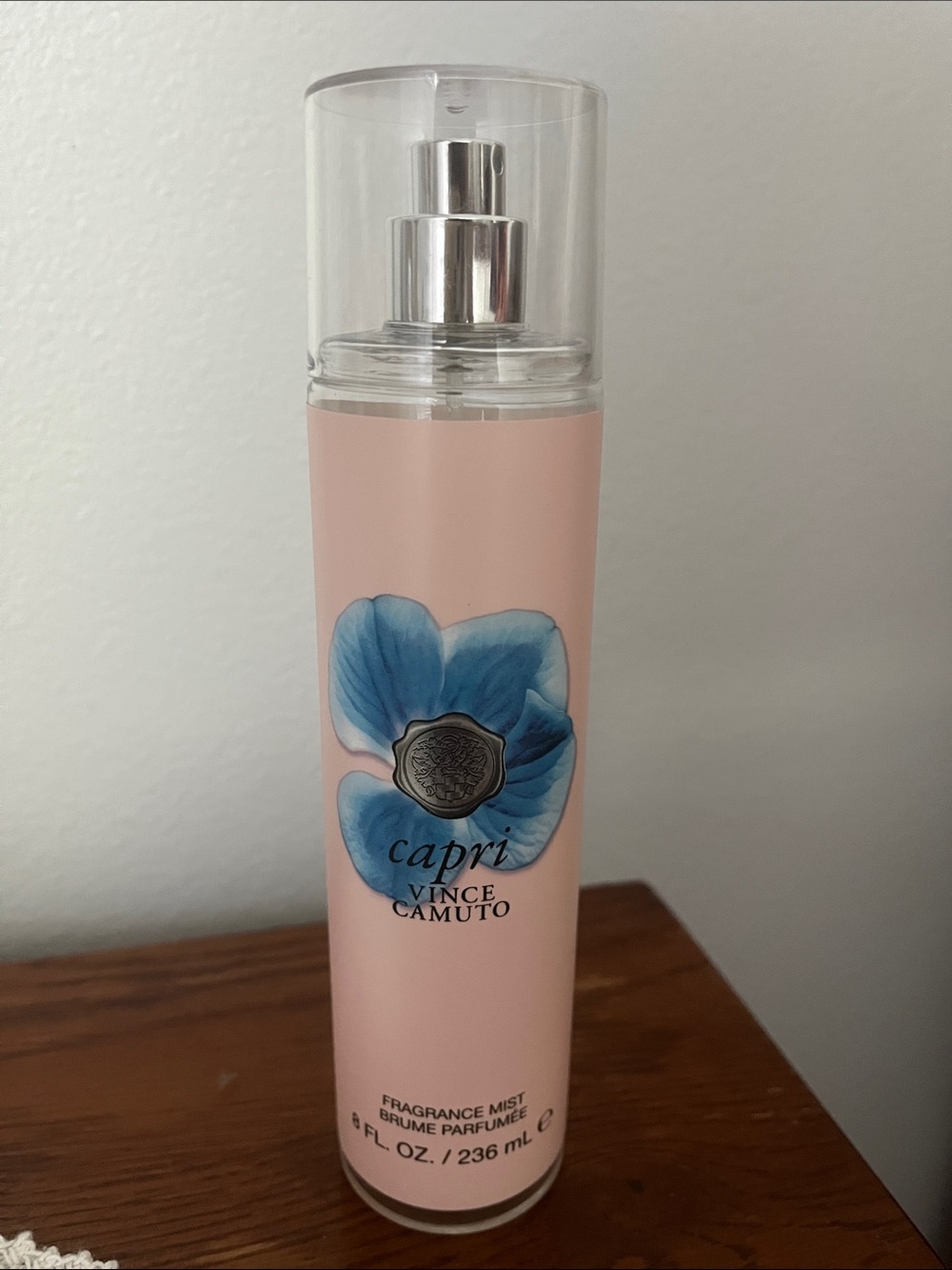 Vince Camuto Pink Bottle with Blue Floral Graphic